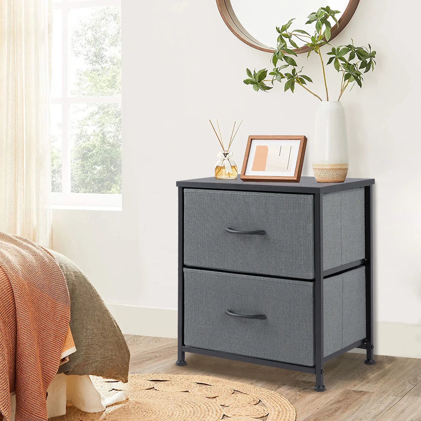 Cajonera Organizadora de Tela 2 Cajones ZUNMOS Gris