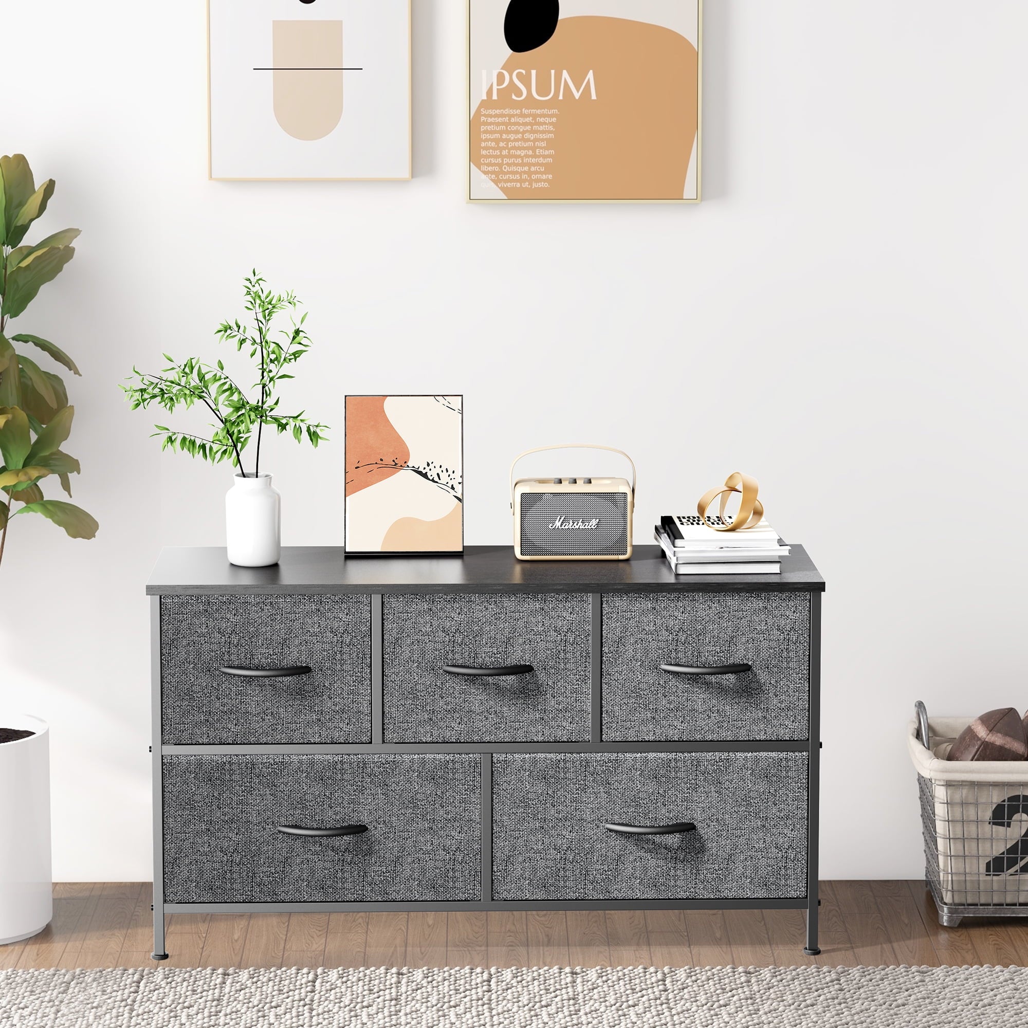 Cajonera Organizadora de Tela 5 Cajones ZUNMOS Gris