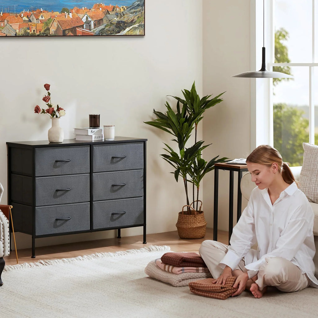 Cajonera Organizadora de Tela 6 Cajones ZUNMOS Gris