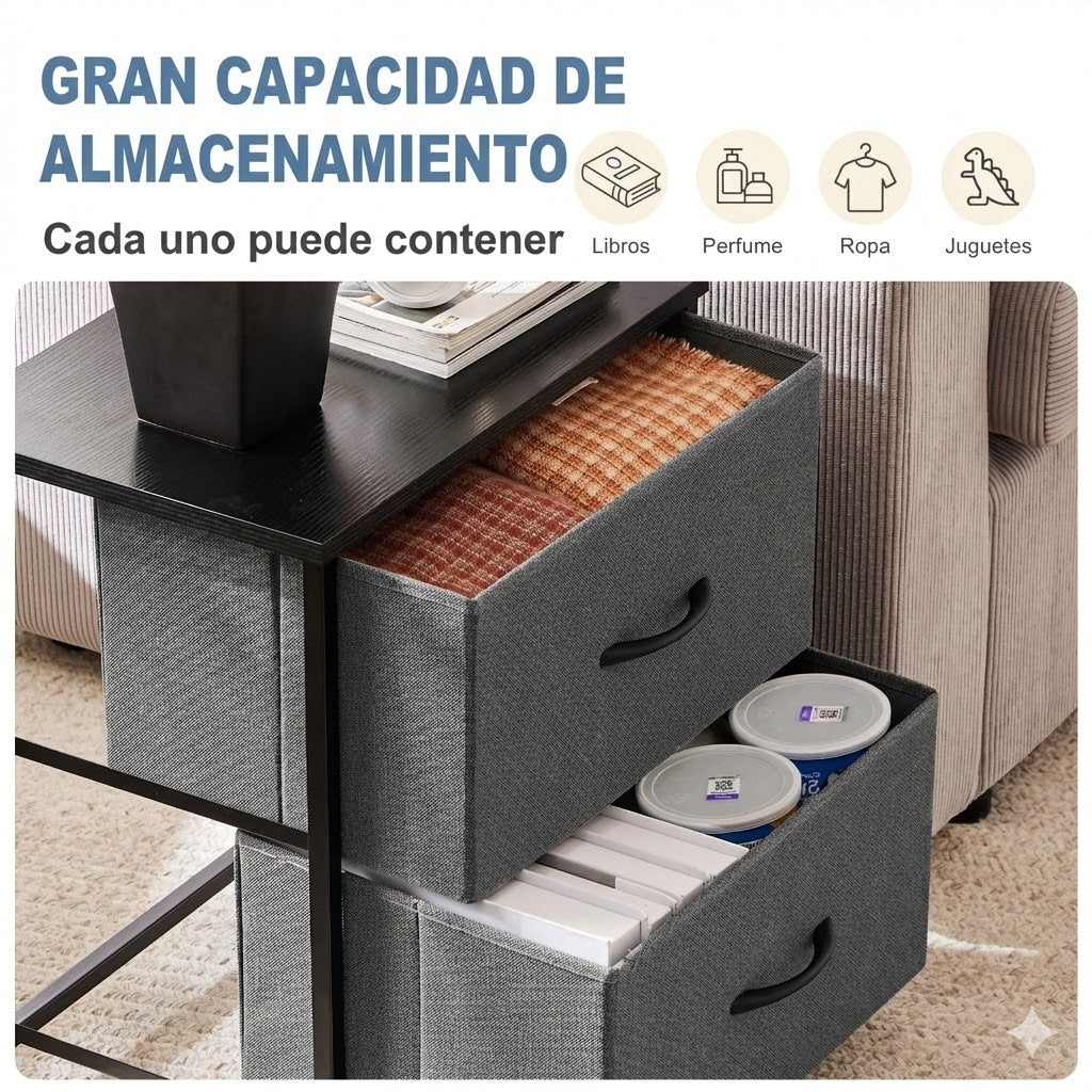 Cajonera Organizadora de Tela 2 Cajones ZUNMOS Gris