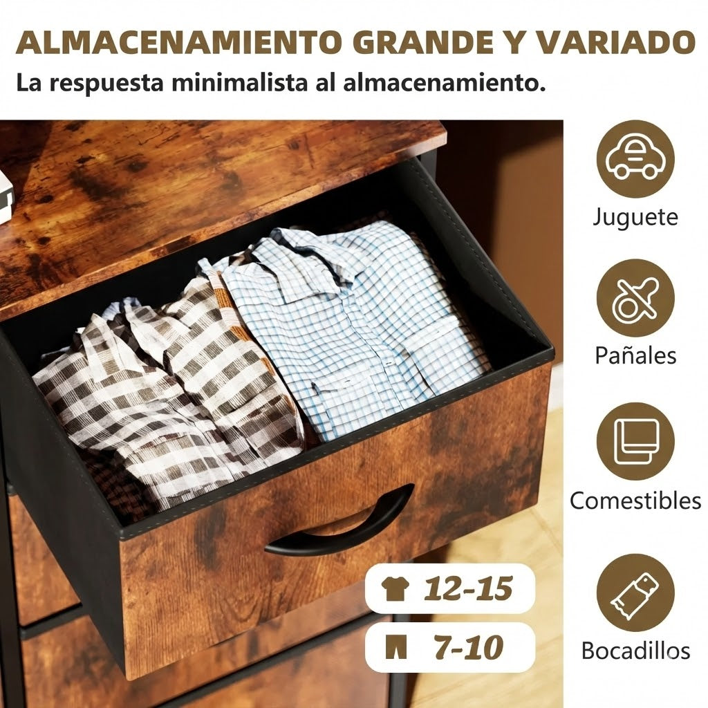 Cajonera Organizadora de Tela 8 Cajones ZUNMOS Marrón