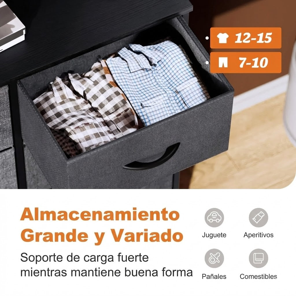 Cajonera Organizadora de Tela 6 Cajones ZUNMOS Gris