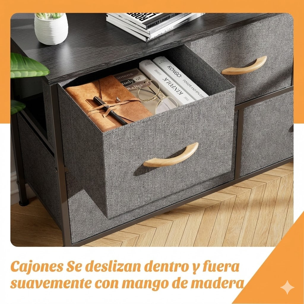 Cajonera Organizadora de Tela 5 Cajones ZUNMOS Gris