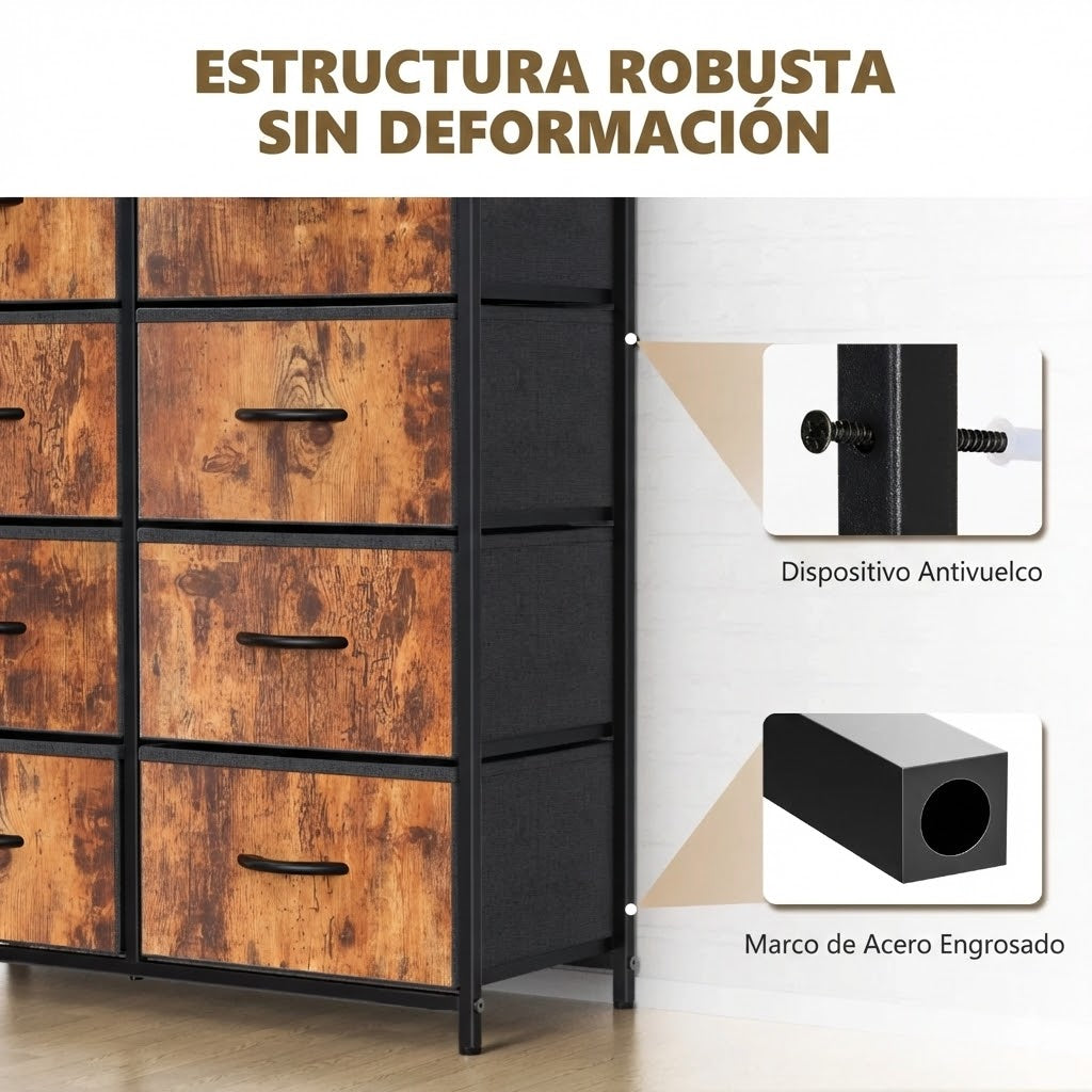 Cajonera Organizadora de Tela 8 Cajones ZUNMOS Marrón