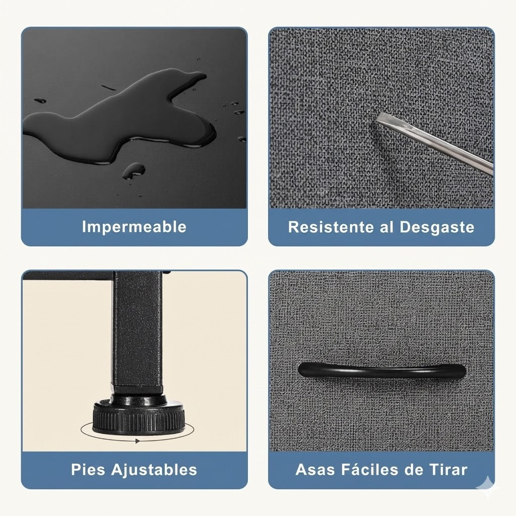 Cajonera Organizadora de Tela 2 Cajones ZUNMOS Gris