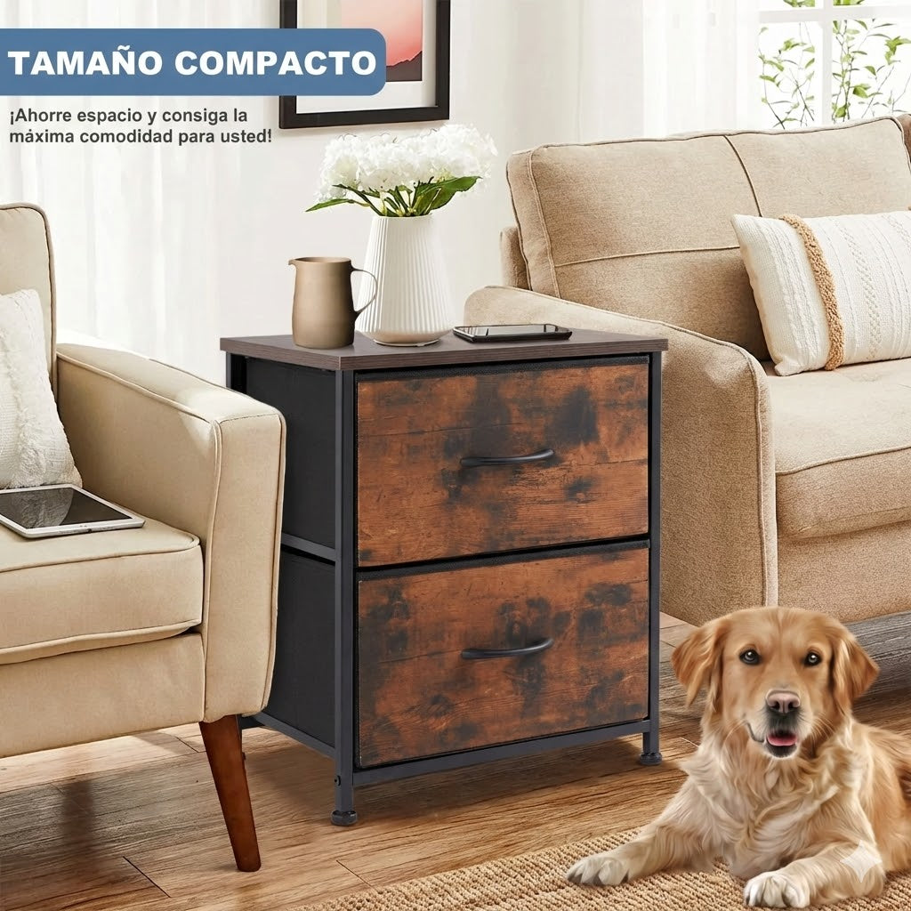 Cajonera Organizadora de Tela 2 Cajones ZUNMOS Marrón