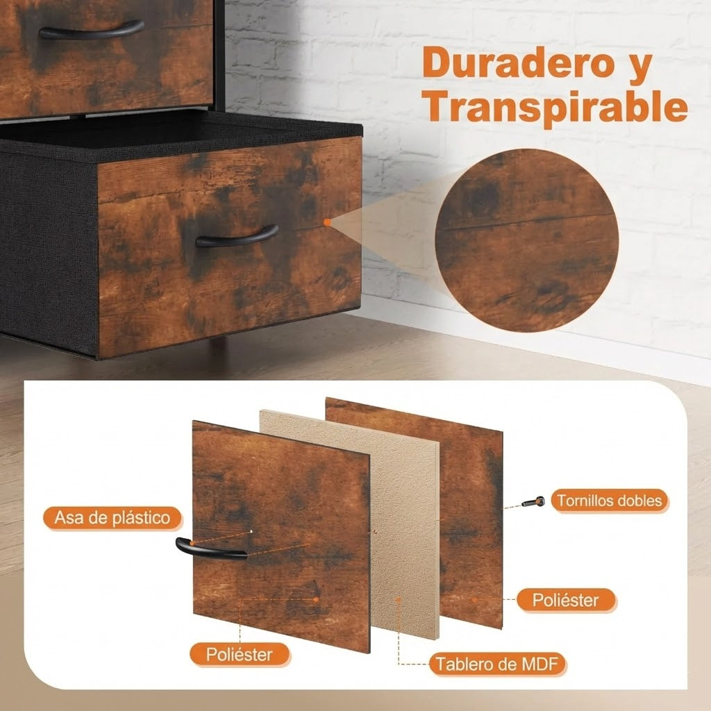 Cajonera Organizadora de Tela 6 Cajones ZUNMOS Marrón