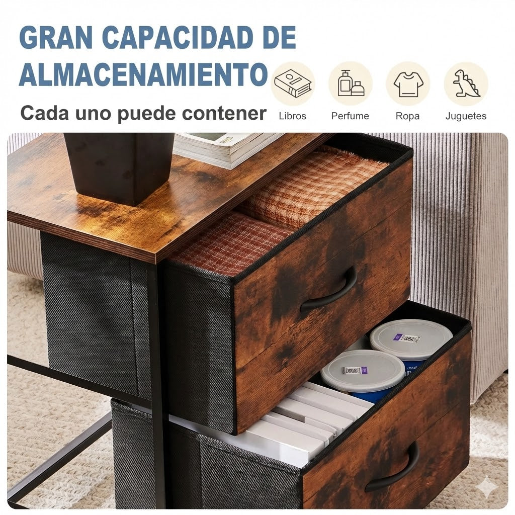 Cajonera Organizadora de Tela 2 Cajones ZUNMOS Marrón