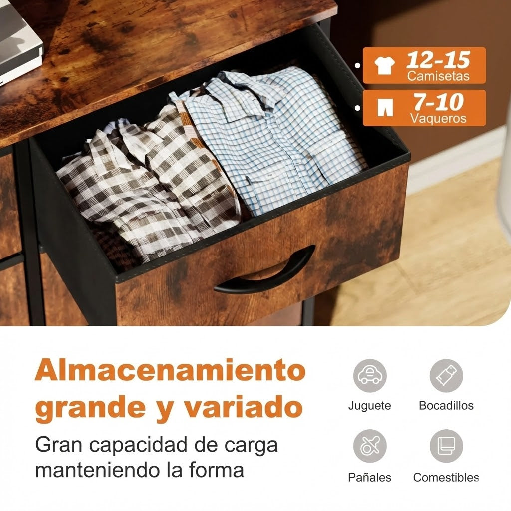 Cajonera Organizadora de Tela 6 Cajones ZUNMOS Marrón