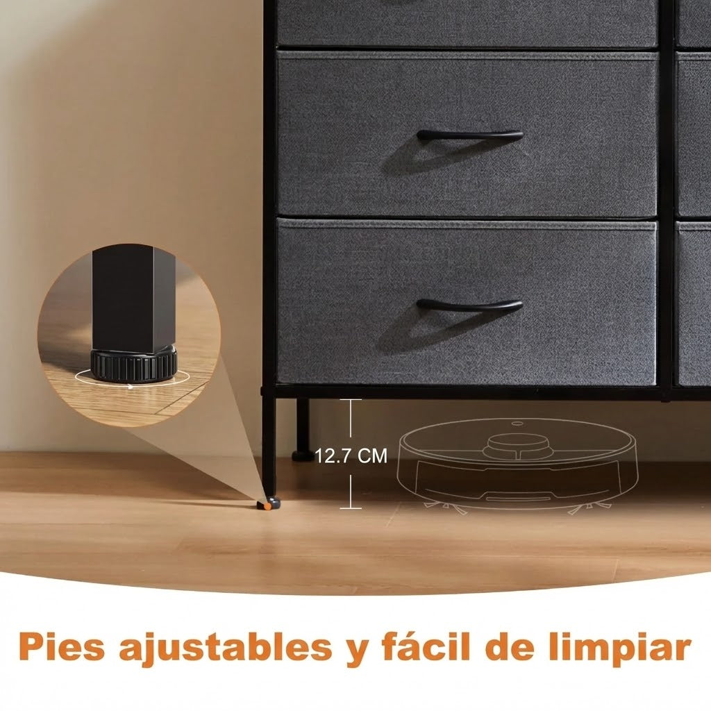 Cajonera Organizadora de Tela 6 Cajones ZUNMOS Gris