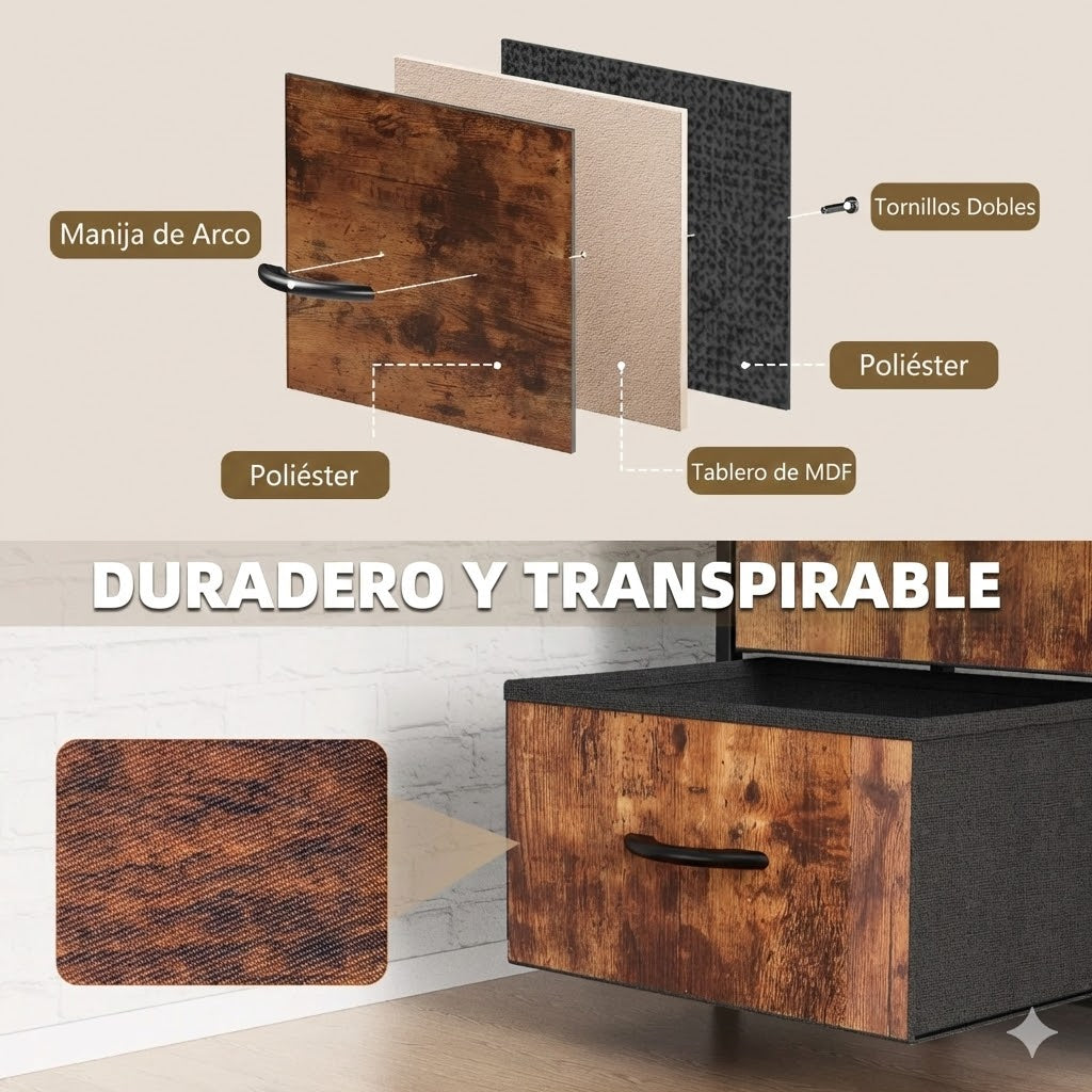 Cajonera Organizadora de Tela 8 Cajones ZUNMOS Marrón