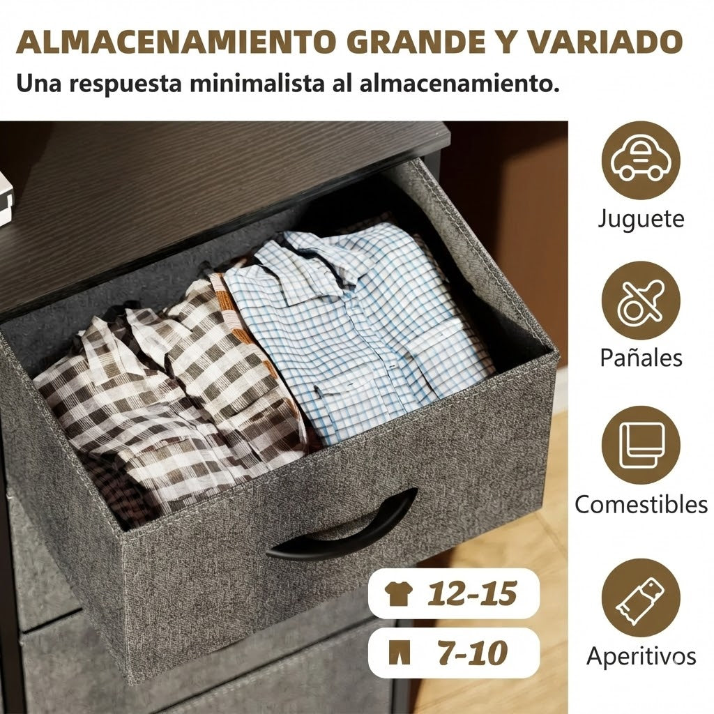 Cajonera Organizadora de Tela 8 Cajones ZUNMOS Gris