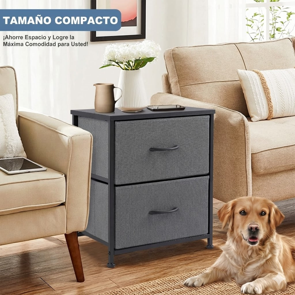 Cajonera Organizadora de Tela 2 Cajones ZUNMOS Gris